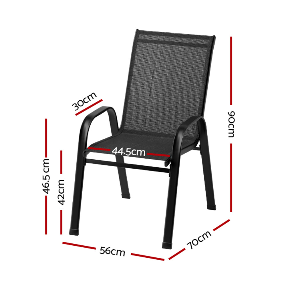 Gardeon 6PC Outdoor Dining Chairs Stackable Lounge Chair Patio Furniture Black-1