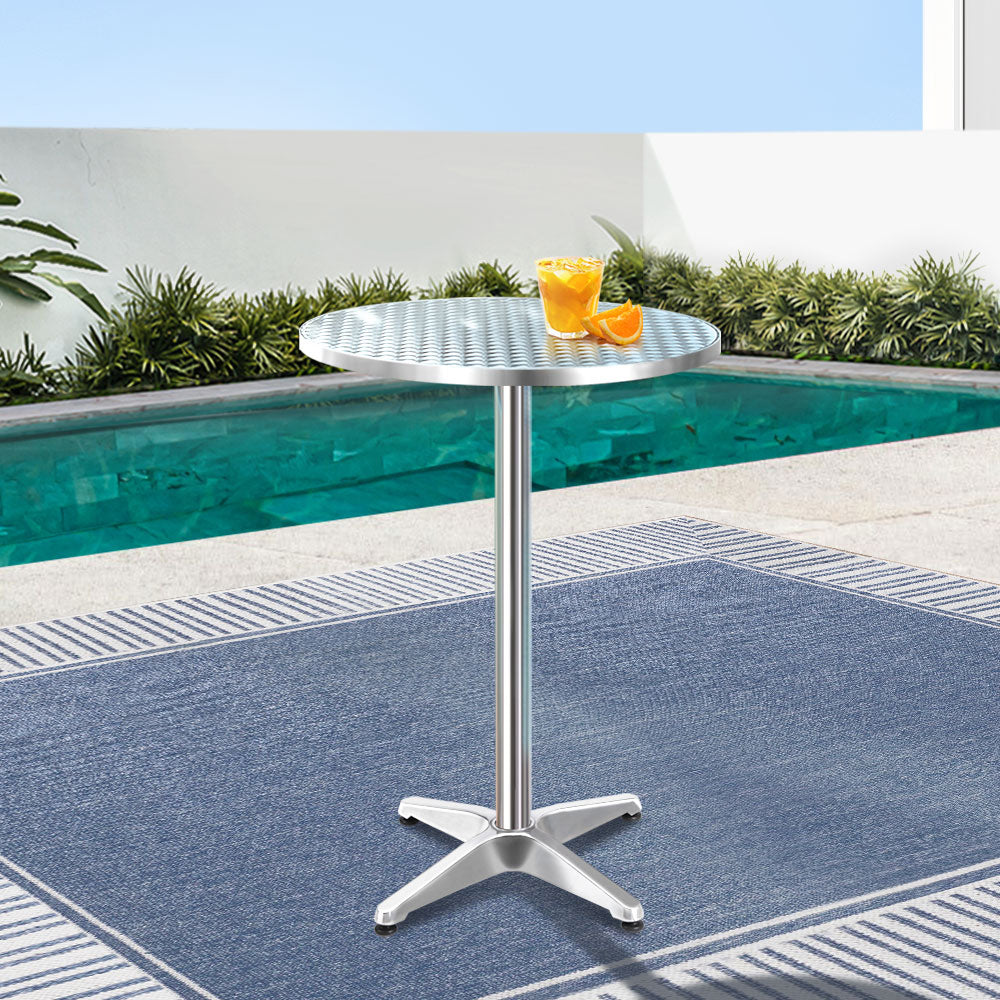 Gardeon Outdoor Bar Table Adjustable Aluminium Round 70/110cm-6