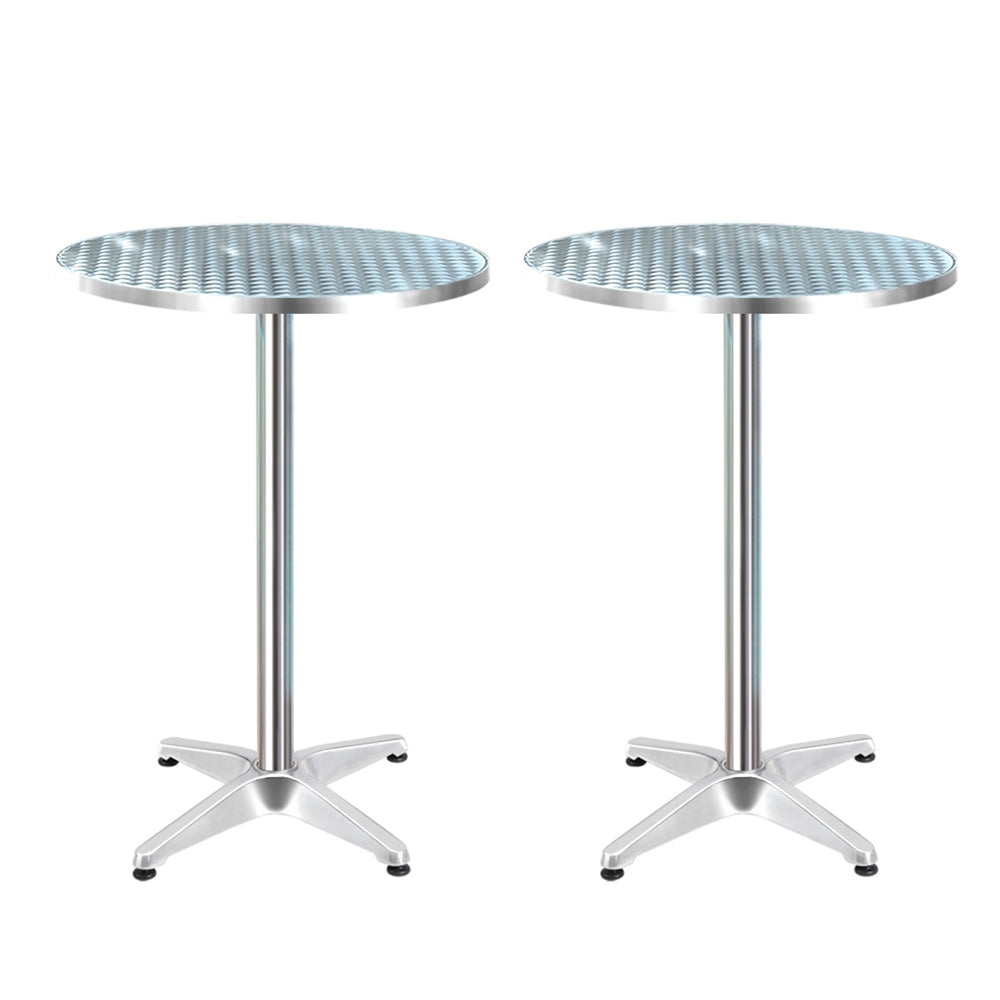 Gardeon Set of 2 Outdoor Bar Table Aluminium Round 70/110CM-0