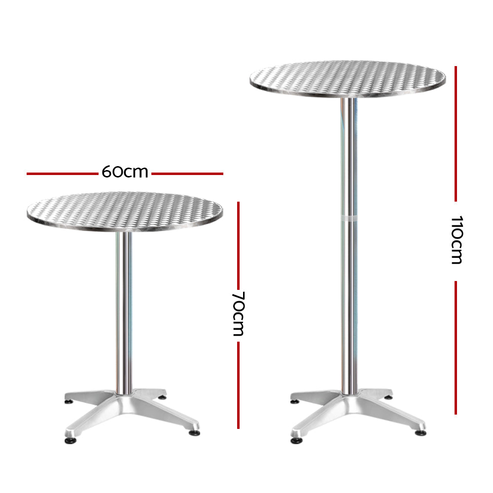 Gardeon Set of 2 Outdoor Bar Table Aluminium Round 70/110CM-1