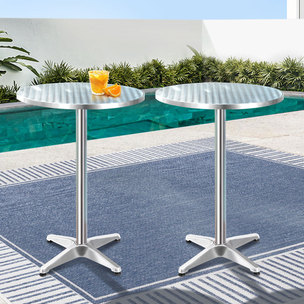 Gardeon Set of 2 Outdoor Bar Table Aluminium Round 70/110CM-7