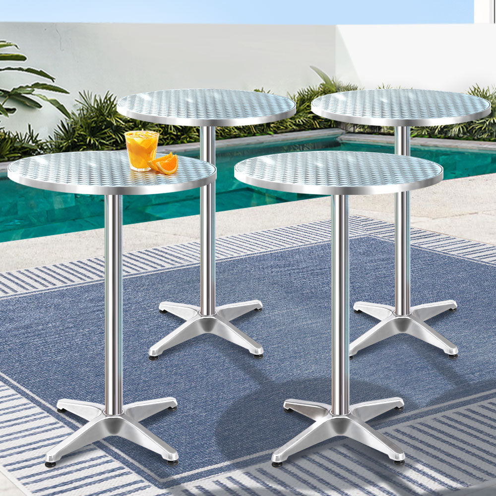 Gardeon Set of 4 Outdoor Bar Table Aluminium Round 70/110CM-7