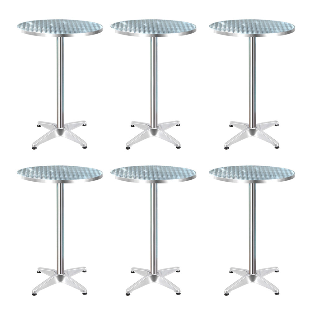 Gardeon Set of 6 Outdoor Bar Table Aluminium Round 70/110CM-0