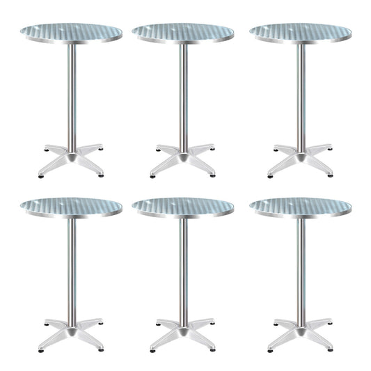 Gardeon Set of 6 Outdoor Bar Table Aluminium Round 70/110CM-0