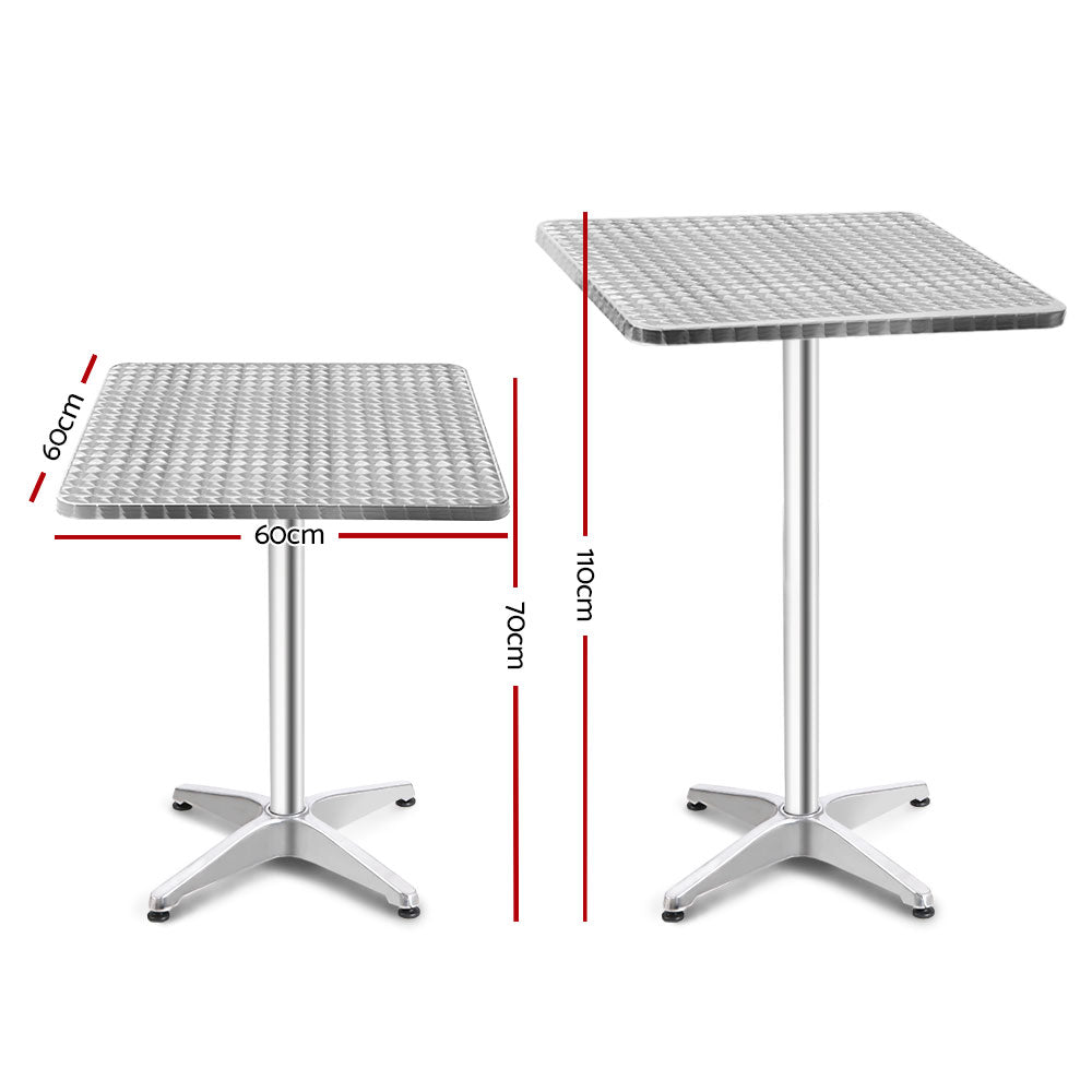 Gardeon Outdoor Bar Table Adjustable Aluminium Square 70/110cm-1