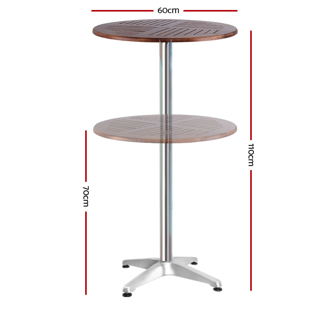 Gardeon Outdoor Bar Table Wooden Cafe Table Aluminium Pole Round-1