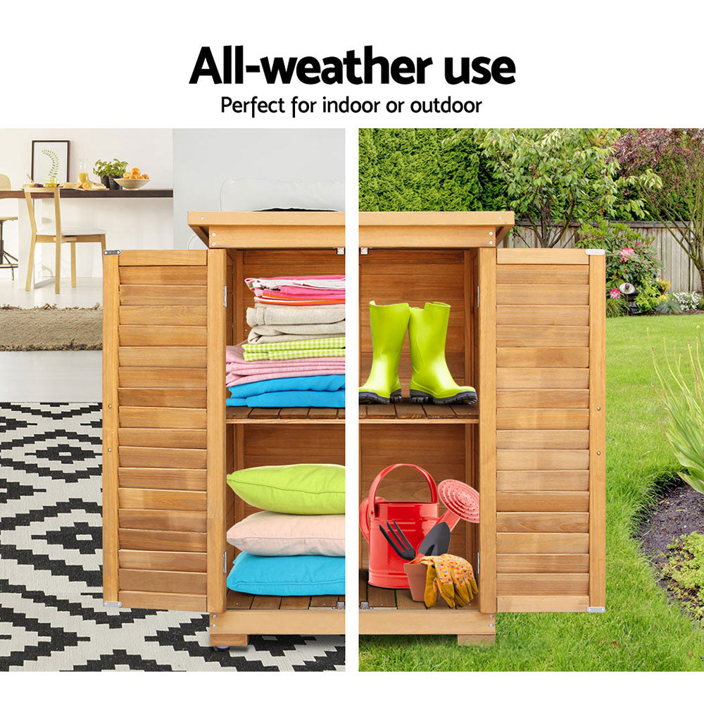 Gardeon Portable Wooden Garden Storage Cabinet-4