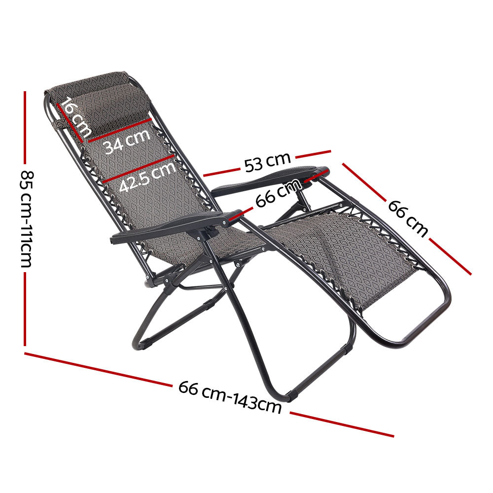 Gardeon Zero Gravity Chair Folding Outdoor Recliner Adjustable Sun Lounge Camping Beige-1