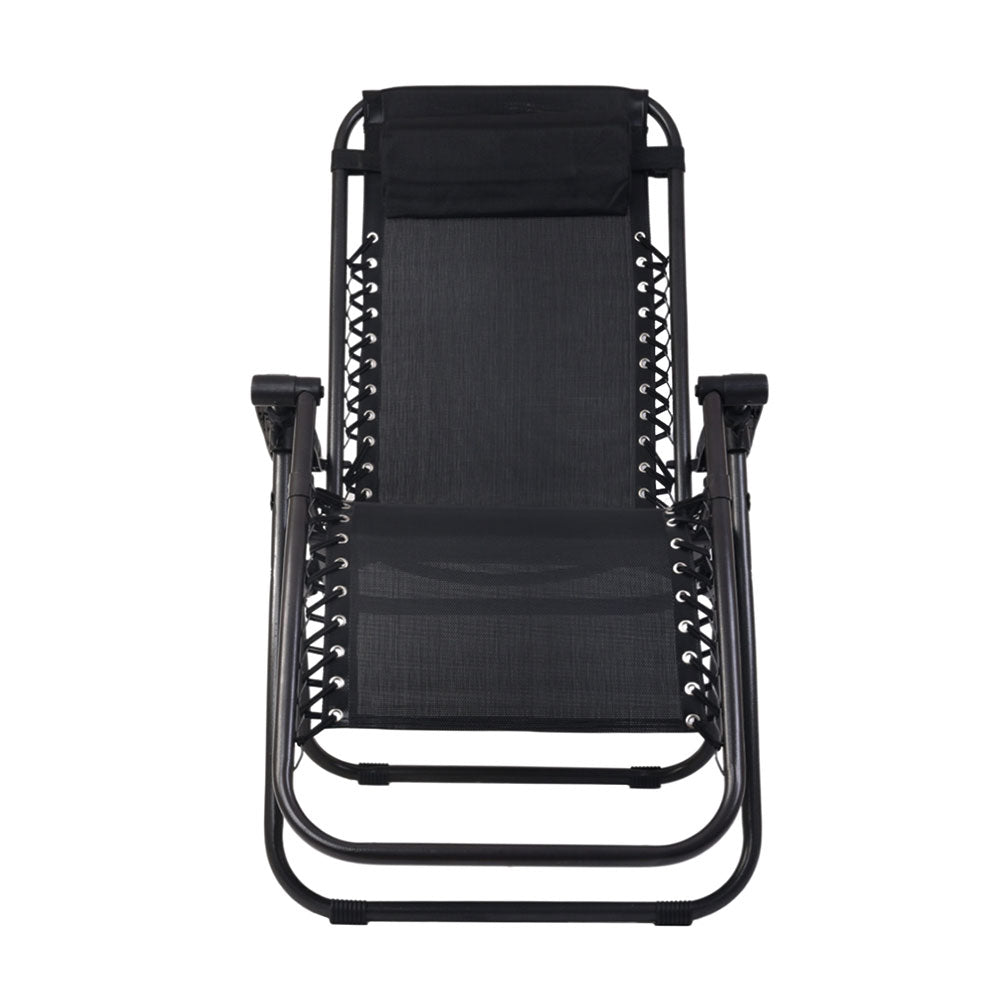 Gardeon Zero Gravity Chair Folding Outdoor Recliner Adjustable Sun Lounge Camping Black-2