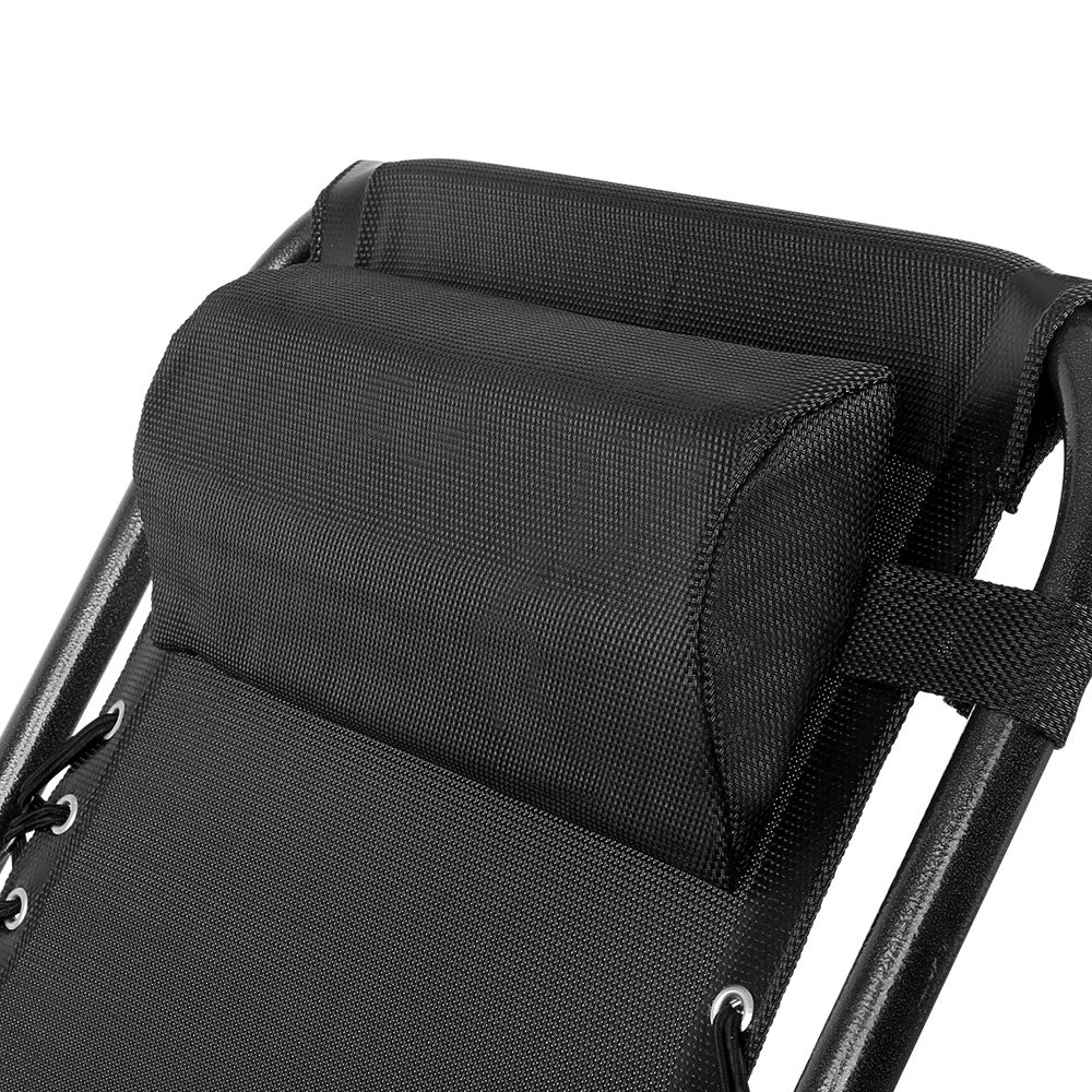 Gardeon Zero Gravity Chair Folding Outdoor Recliner Adjustable Sun Lounge Camping Black-6