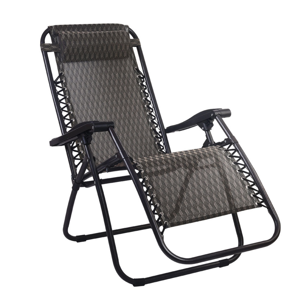 Gardeon Zero Gravity Chair Folding Outdoor Recliner Adjustable Sun Lounge Camping Grey-0