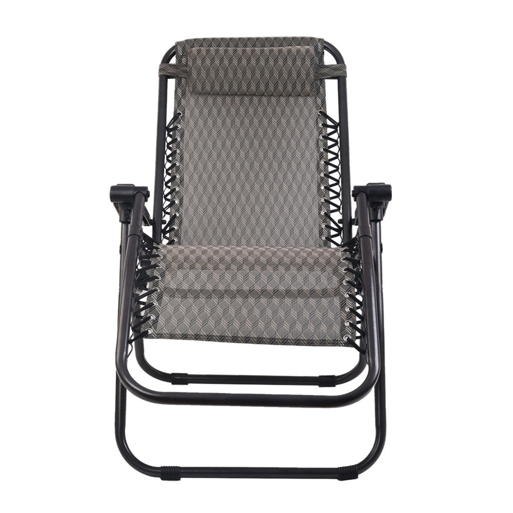 Gardeon Zero Gravity Chair Folding Outdoor Recliner Adjustable Sun Lounge Camping Grey-2