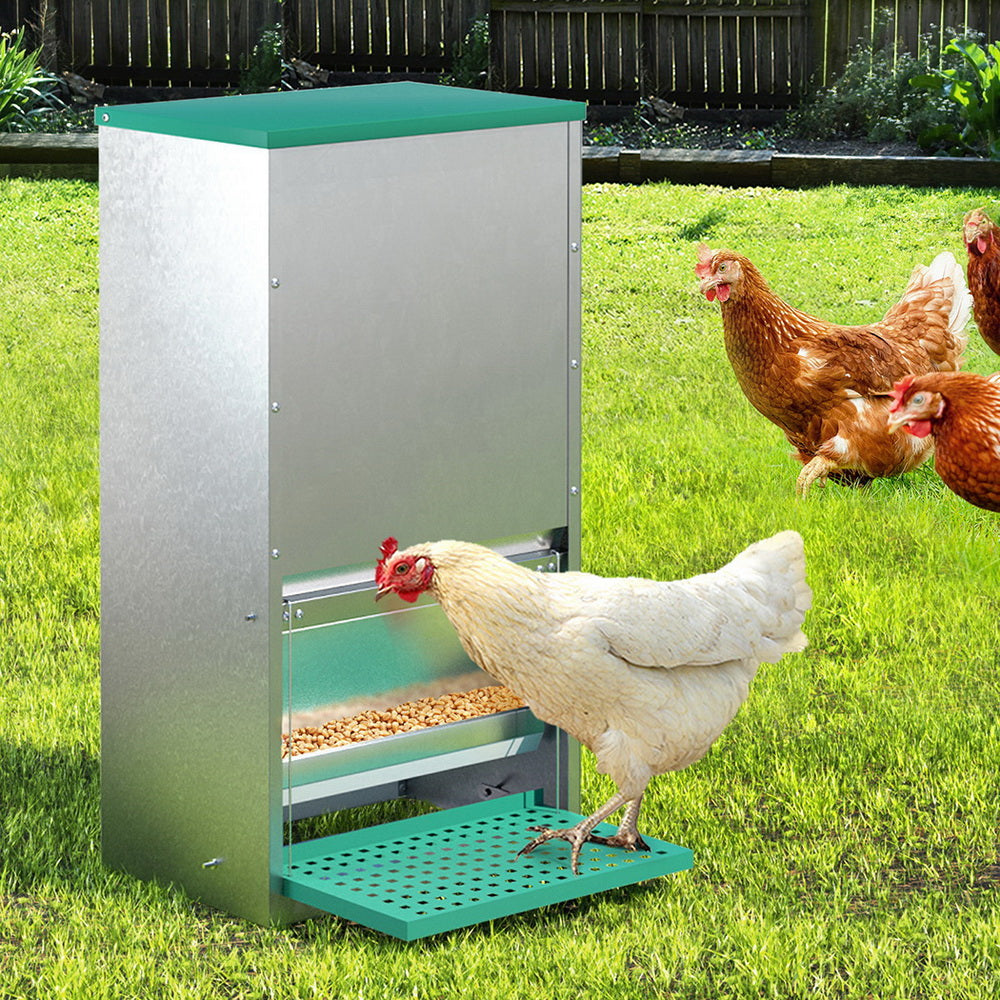 Giantz Automatic Chicken Feeder Port Coop Chick Poultry Treadle Self Opening-6