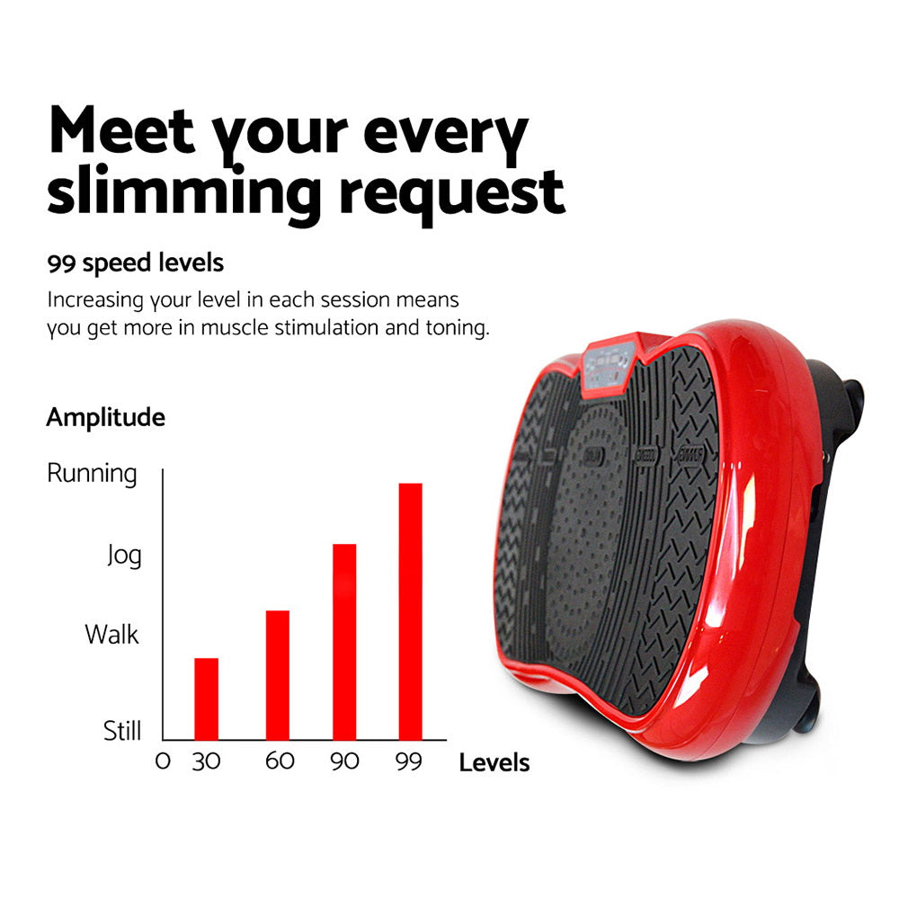 Everfit Vibration Machine Platform Vibrator Resistance Rope Home Fitness Red-2