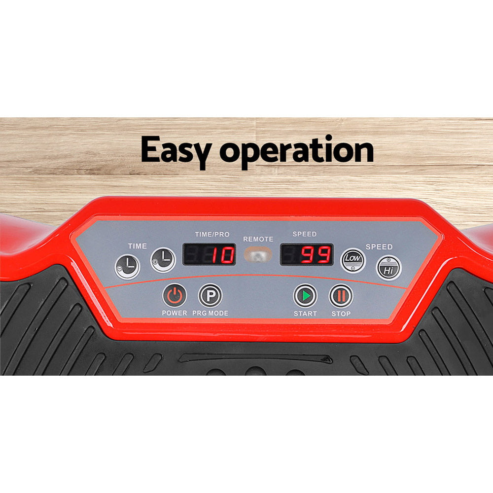 Everfit Vibration Machine Platform Vibrator Resistance Rope Home Fitness Red-5