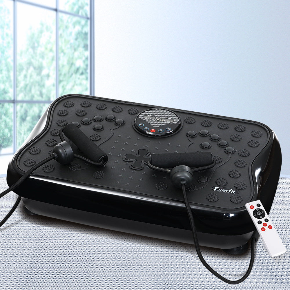 Everfit Vibration Machine Platform Vibrator With Resistance Rope Home Gym Black-0