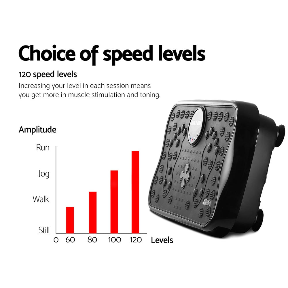 Everfit Vibration Machine Platform Vibrator With Resistance Rope Home Gym Black-2