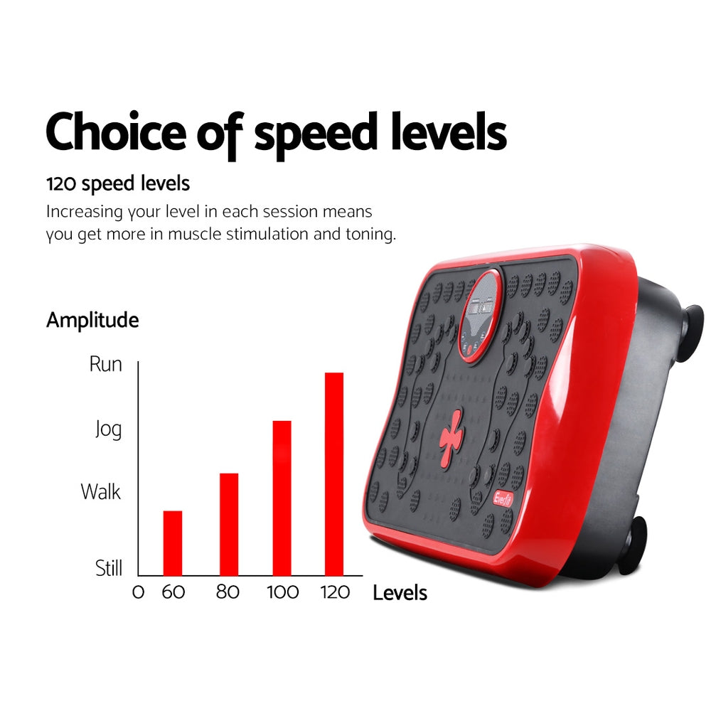 Everfit Vibration Machine Platform Vibrator with Resistance Rope Home Gym Red-2