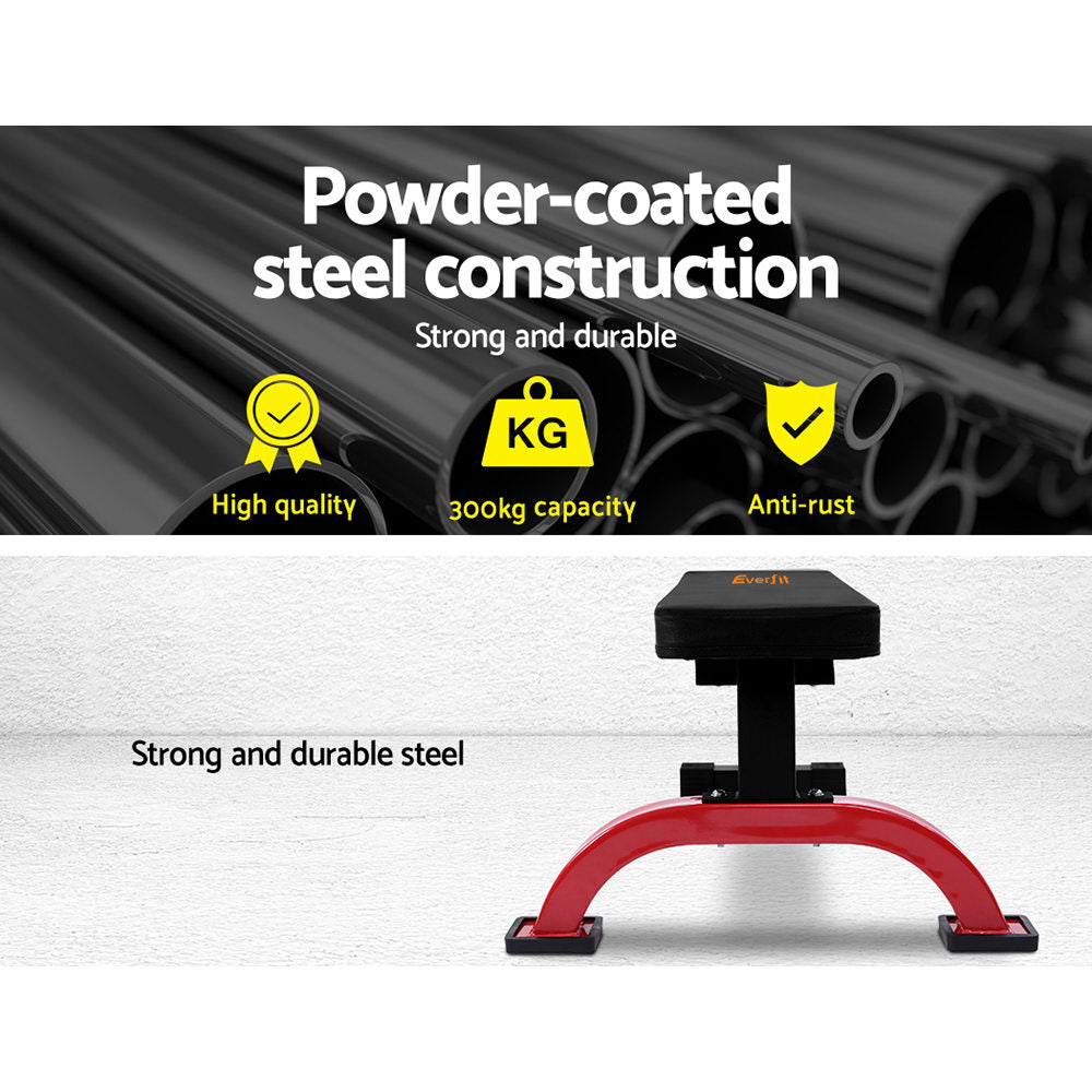 Everfit Weight Bench Flat Bench Press Home Gym Fitness 300KG Capacity-3