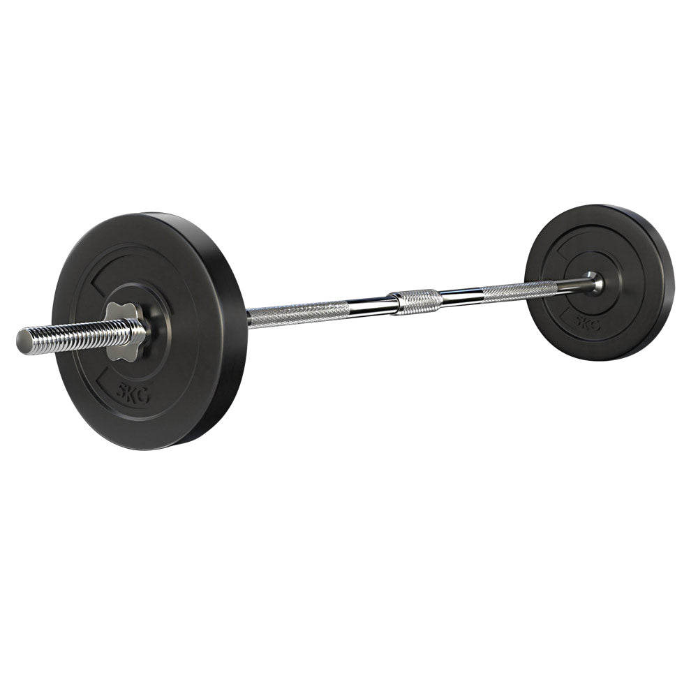 Everfit 18kg Barbell Set Weight Plates Bar Lifting Bench 168cm-0