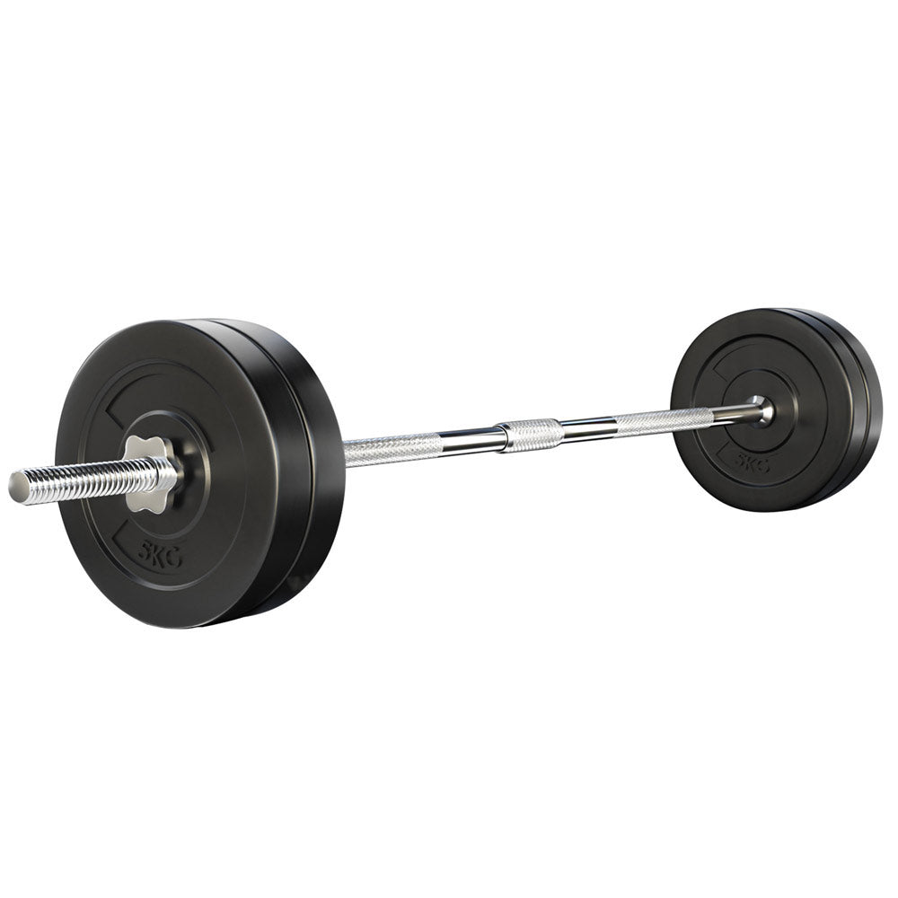 Everfit 28kg Barbell Set Weight Plates Bar Lifting Bench 168cm-0