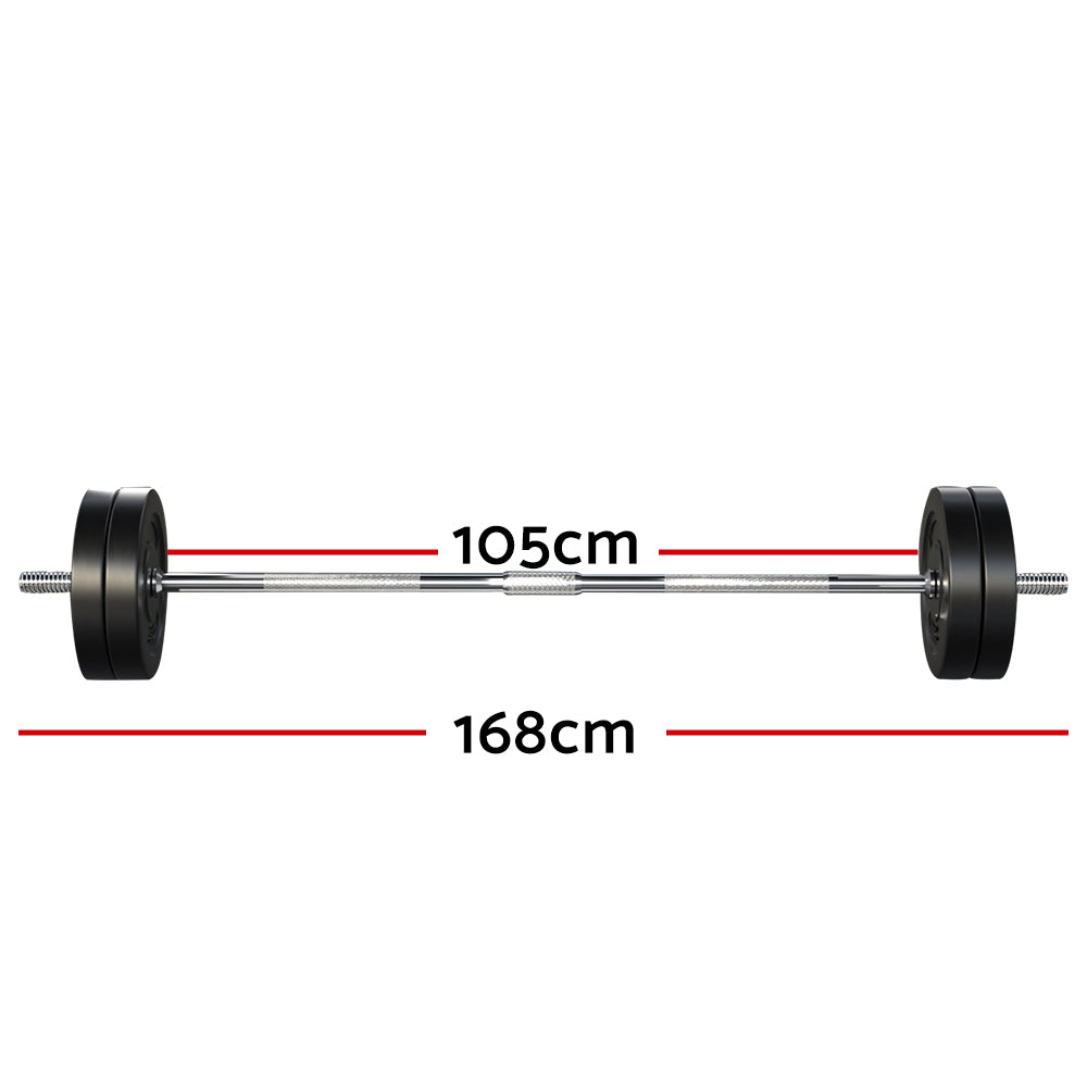 Everfit 48kg Barbell Set Weight Plates Bar Lifting Bench 168cm-1