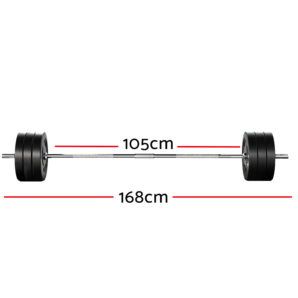 Everfit 68kg Barbell Set Weight Plates Bar Lifting Bench 168cm-1