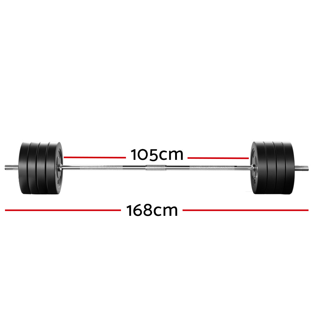 Everfit 88kg Barbell Set Weight Plates Bar Lifting Bench 168cm-1