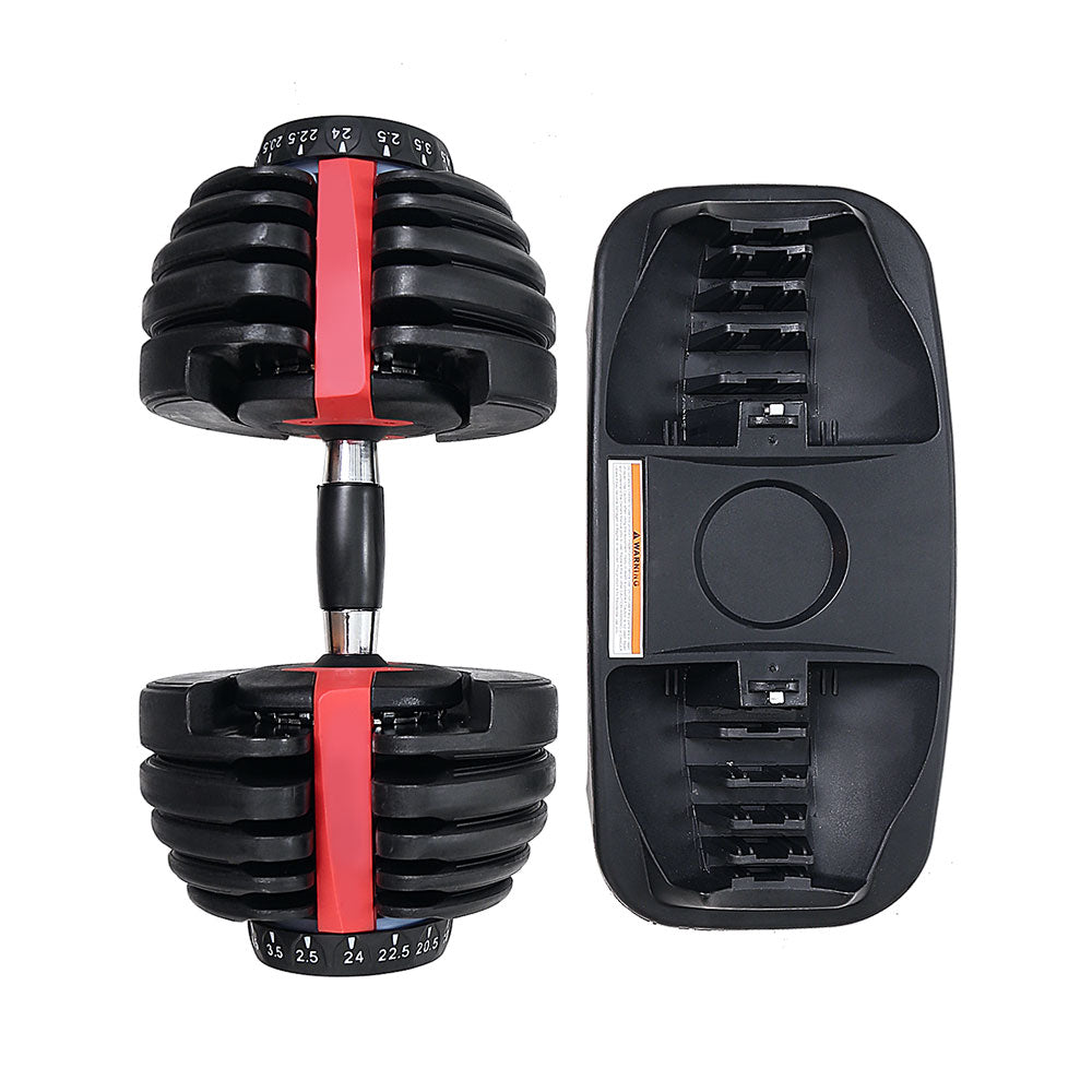 Everfit 24kg Dumbbells Adjustable Dumbbell Weight Plates Home Gym 2pcs-2