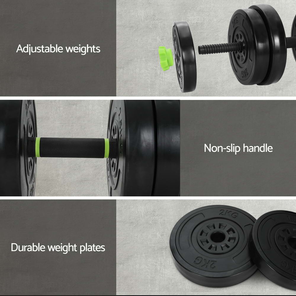 Everfit 25kg Adjustable Dumbbells Set Kettle Bell Weight Plates Barbells Gym-4