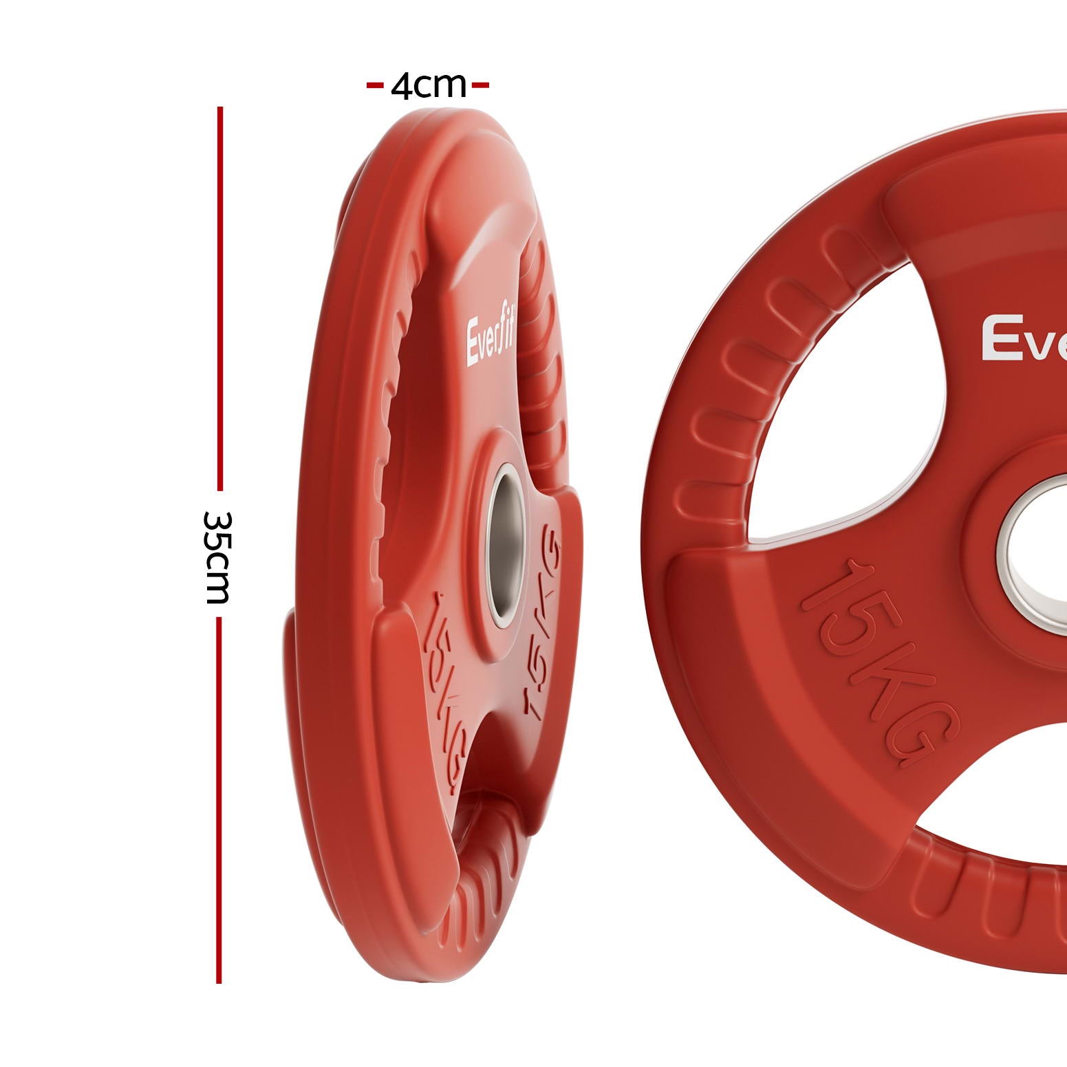 Everfit Weight Plates Standard 15kg Dumbbell Barbell Plate Weight Lifting Home Gym Red-1