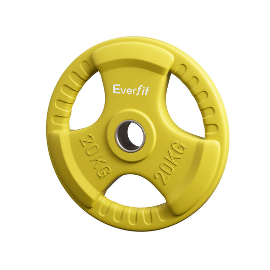 Everfit Weight Plates Standard 20kg Dumbbell Barbell Plate Weight Lifting Home Gym Yellow-0