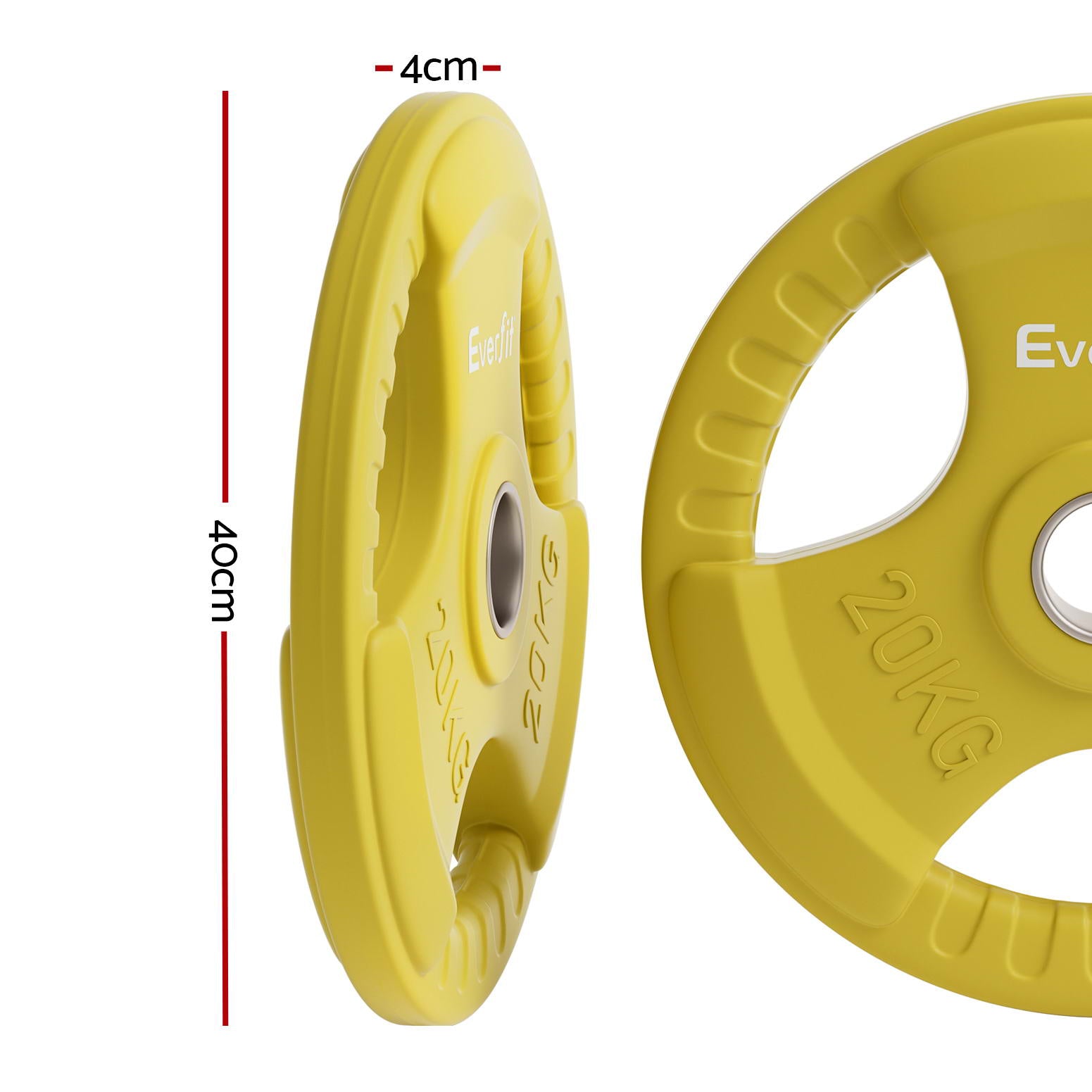 Everfit Weight Plates Standard 20kg Dumbbell Barbell Plate Weight Lifting Home Gym Yellow-1