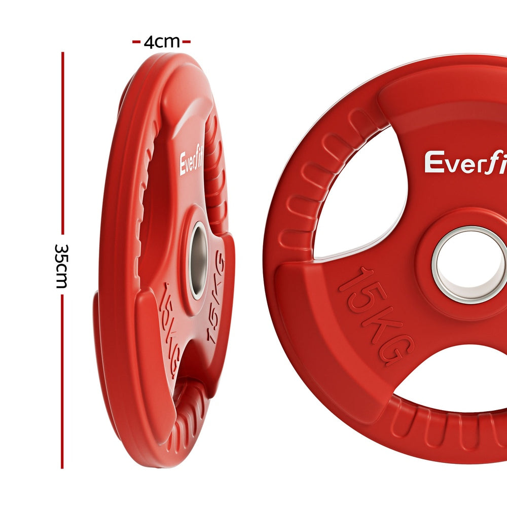 Everfit Weight Plates Standard 15kgx2 Dumbbell Barbell Plate Weight Lifting Home Gym Red-1