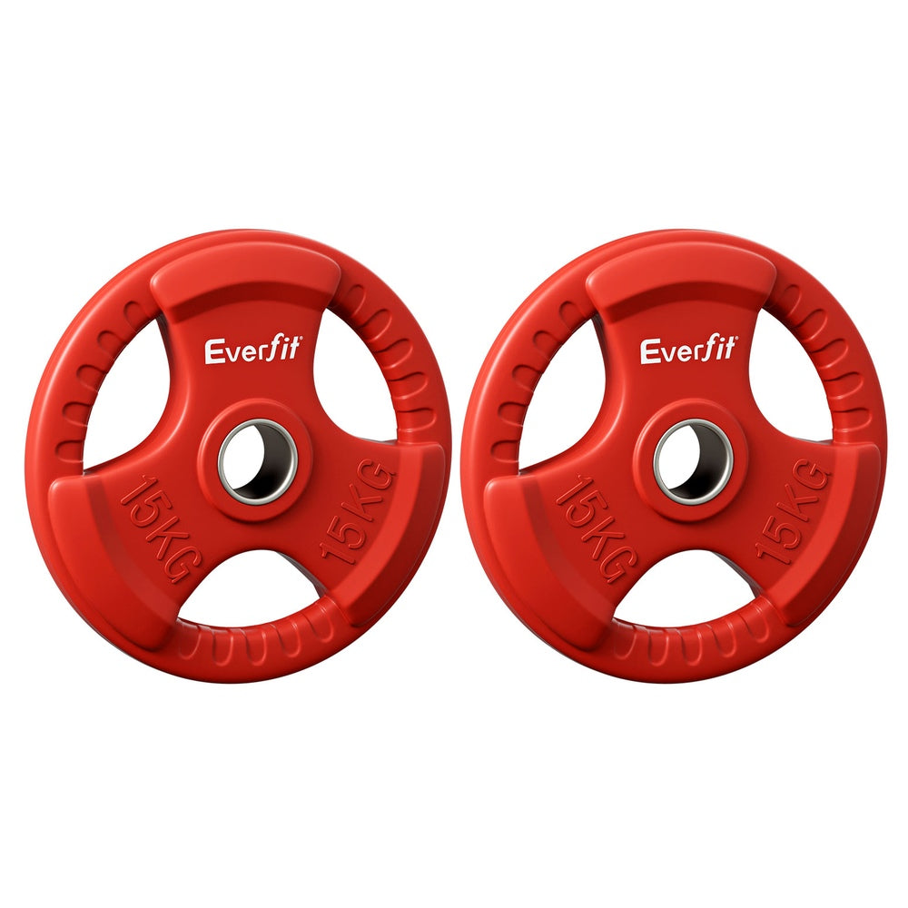 Everfit Weight Plates Standard 15kgx2 Dumbbell Barbell Plate Weight Lifting Home Gym Red-2