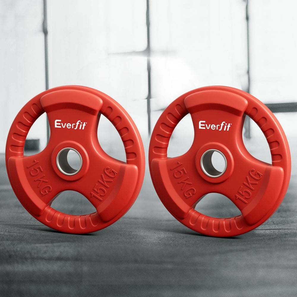 Everfit Weight Plates Standard 15kgx2 Dumbbell Barbell Plate Weight Lifting Home Gym Red-6