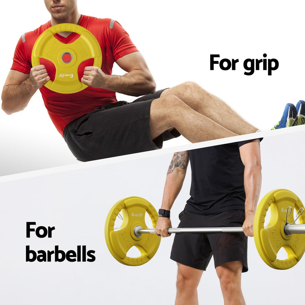 Everfit Weight Plates Standard 20kgx2 Dumbbell Barbell Plate Weight Lifting Home Gym Yellow-5