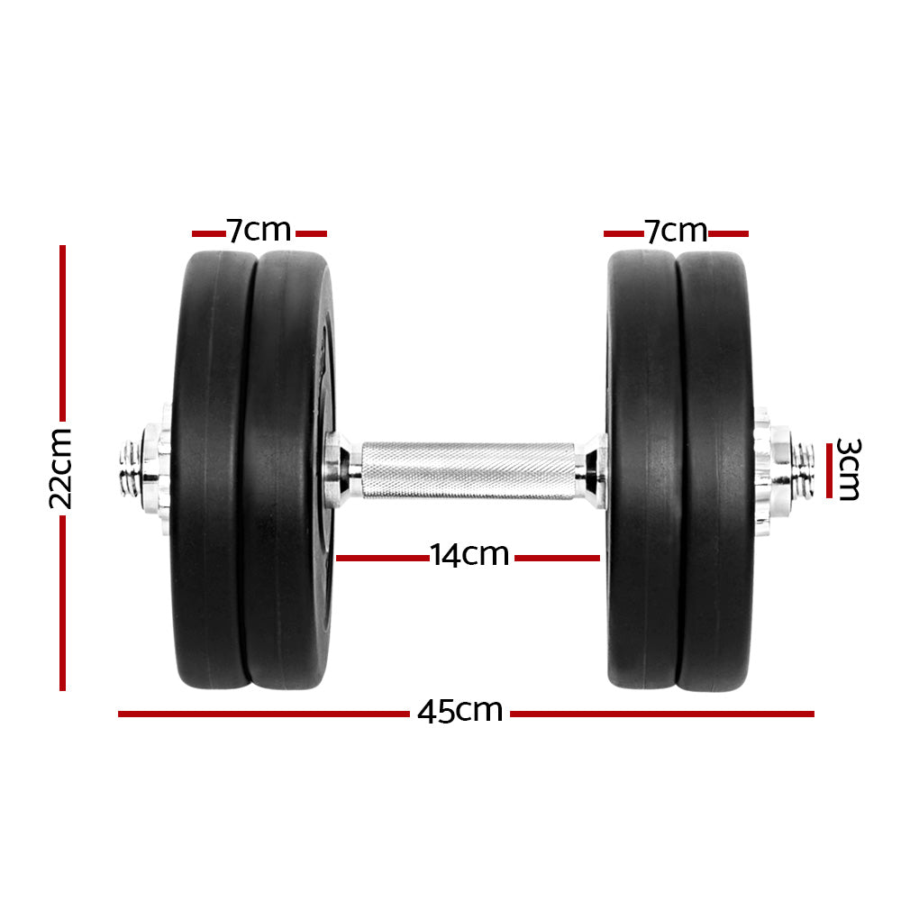 Everfit 25kg Dumbbell Set Weight Plates Dumbbells Lifting Bench-1