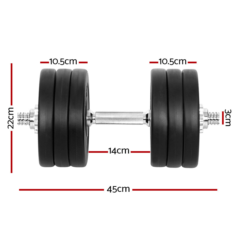 Everfit 35kg Dumbbell Set Weight Plates Dumbbells Lifting Bench-1