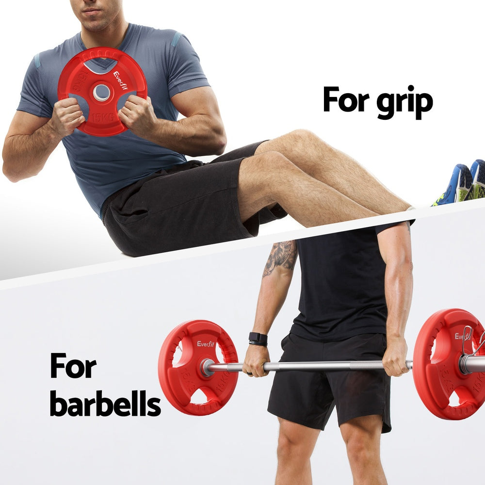 Everfit Barbells Set 36kg 120cm Dumbbell Barbell Plate Weight Lifting Home Gym Red Lifting-4