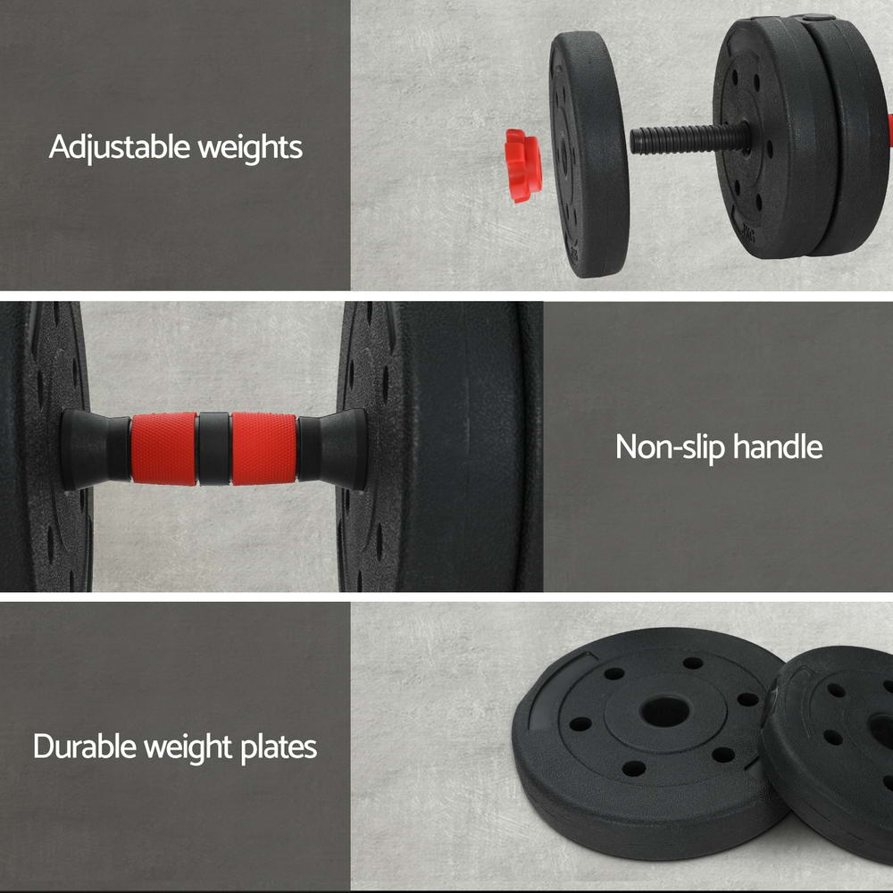 Everfit 40kg Adjustable Dumbbells Set Kettle Bell Weight Plates Barbells Gym-4