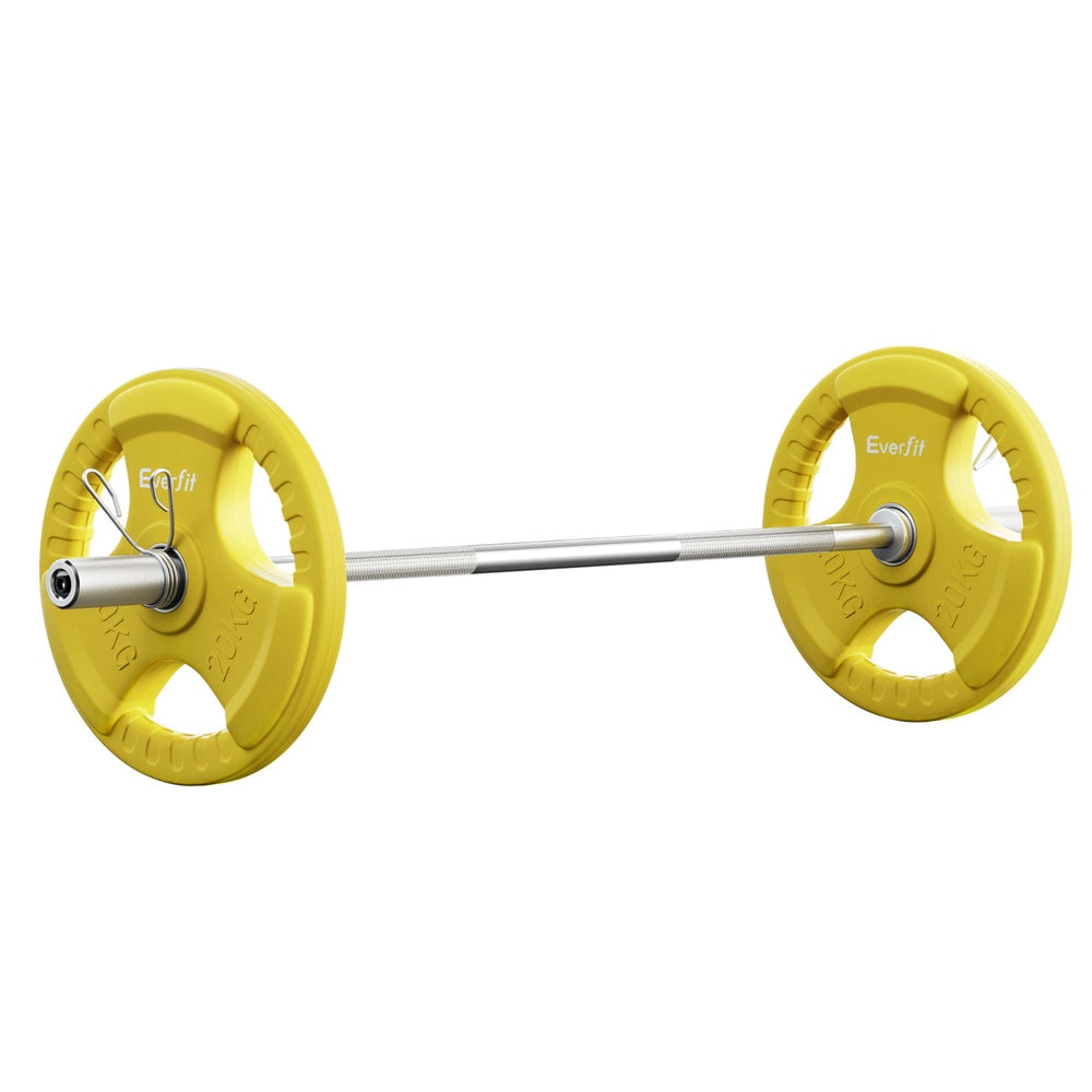 Everfit Barbells 46KG 120CM Dumbbell Barbell Plate Weight Lifting Home Gym Yellow-0