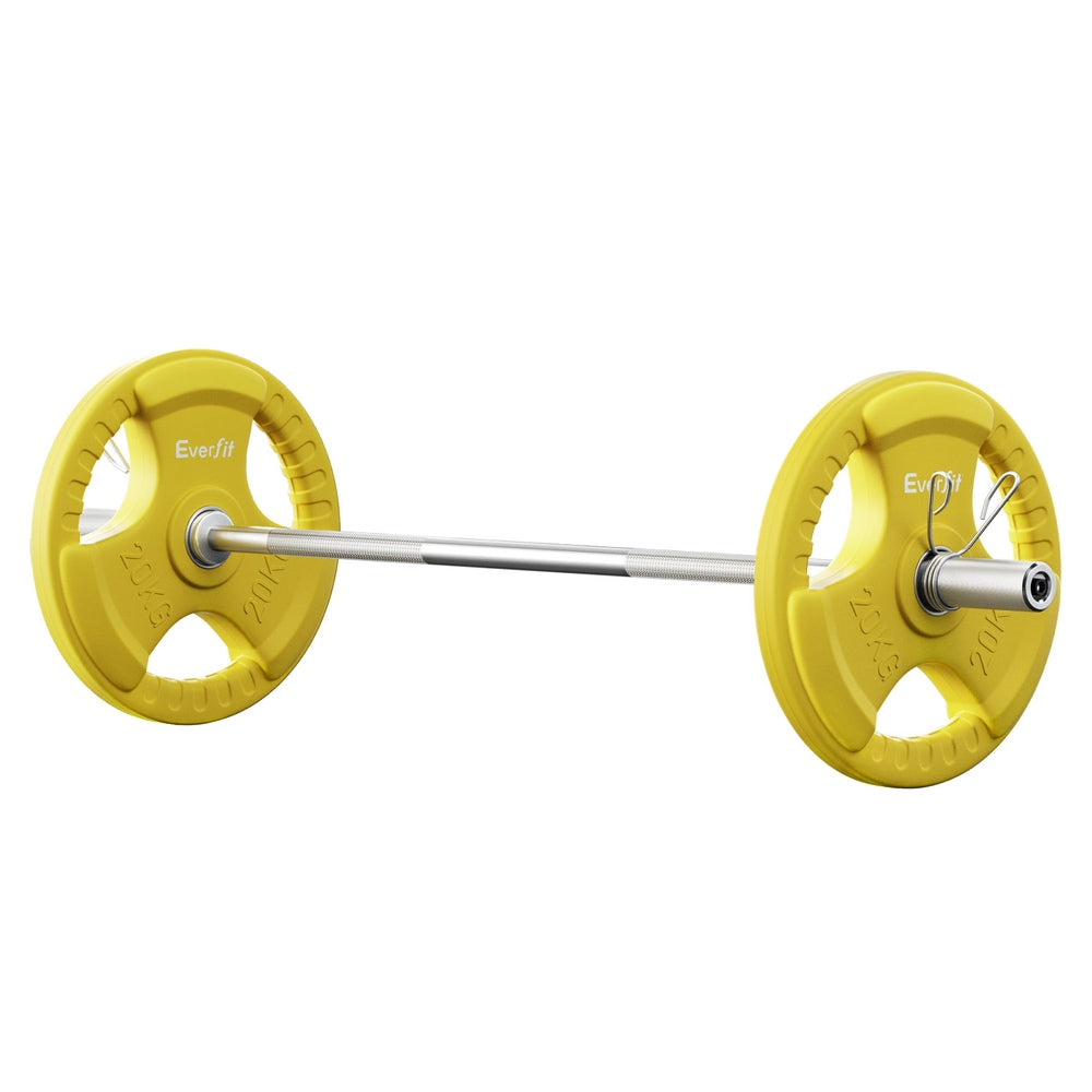 Everfit Barbells 46KG 120CM Dumbbell Barbell Plate Weight Lifting Home Gym Yellow-2