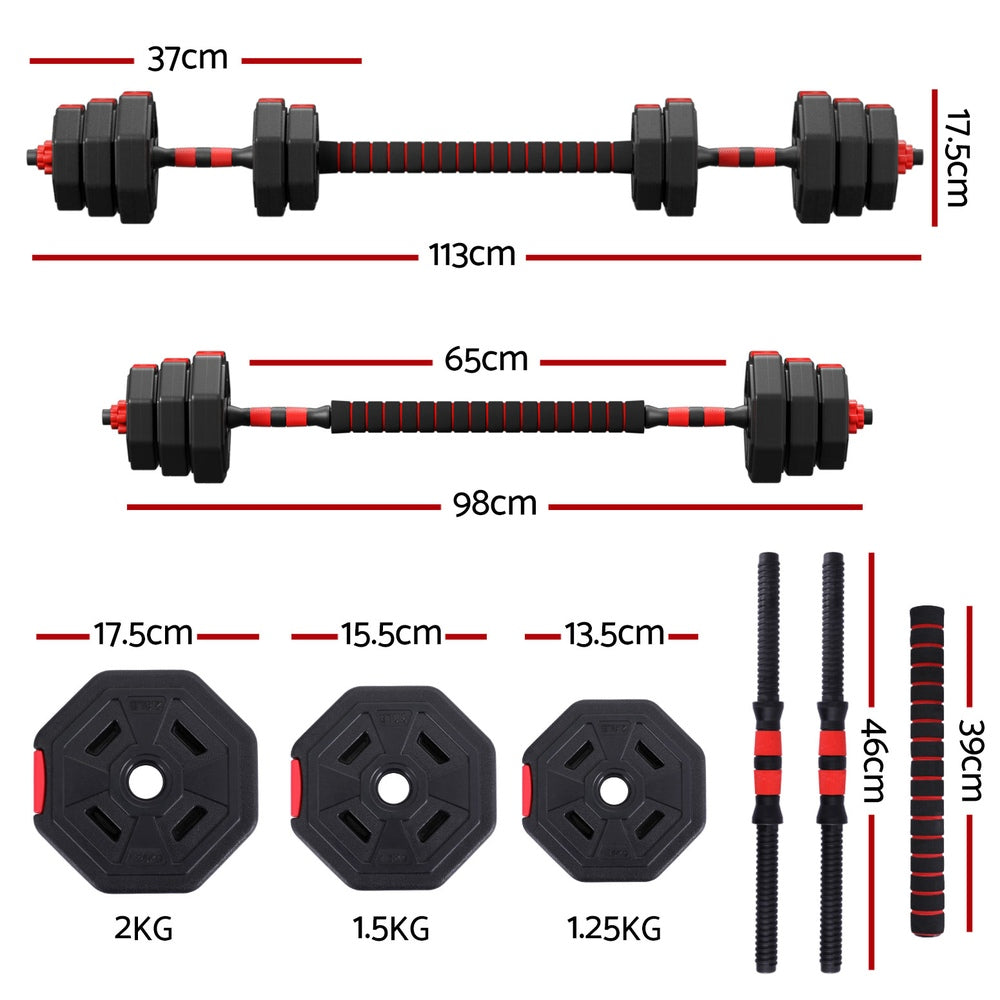 Everfit 20kg Adjustable Dumbbell Barbell Set Weight Plates Home Workout-1