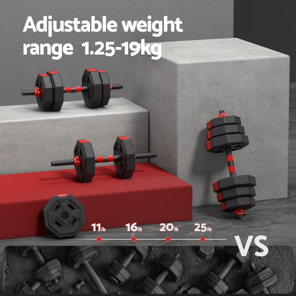 Everfit 20kg Adjustable Dumbbell Barbell Set Weight Plates Home Workout-4