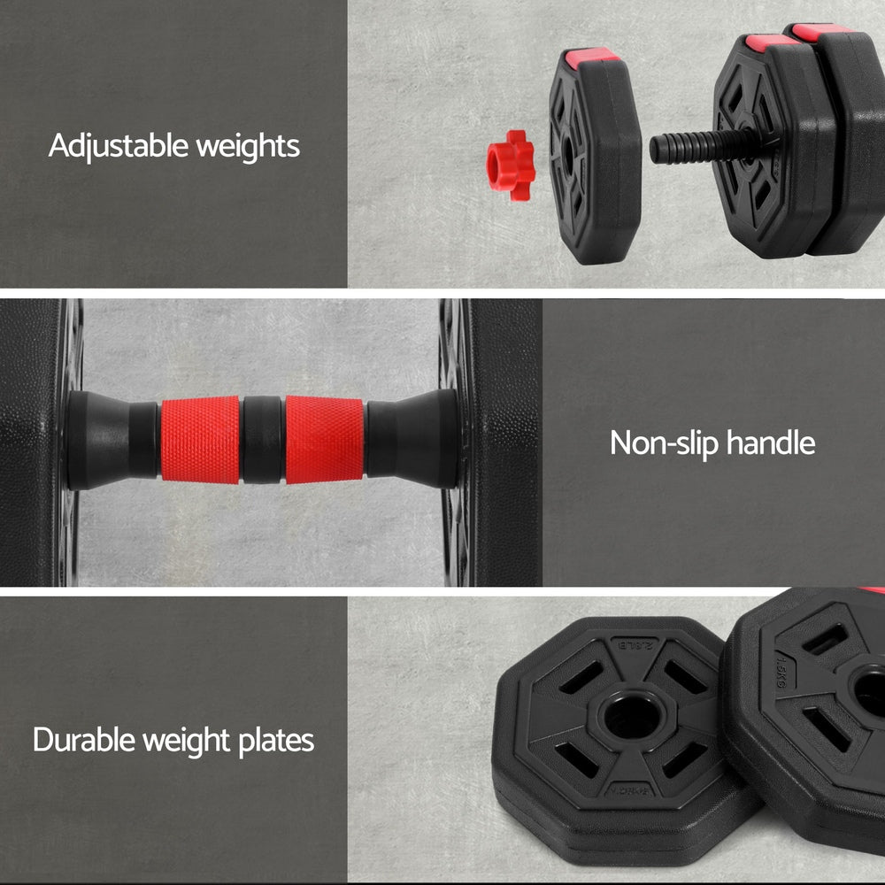 Everfit 20kg Adjustable Dumbbell Barbell Set Weight Plates Home Workout-5