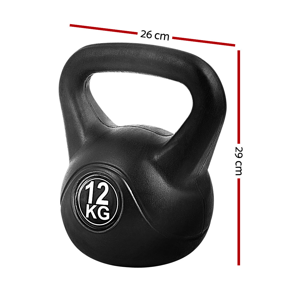 Everfit 12kg Kettlebell Set Weight Lifting Bench Dumbbells Kettle Bell Gym Home-1