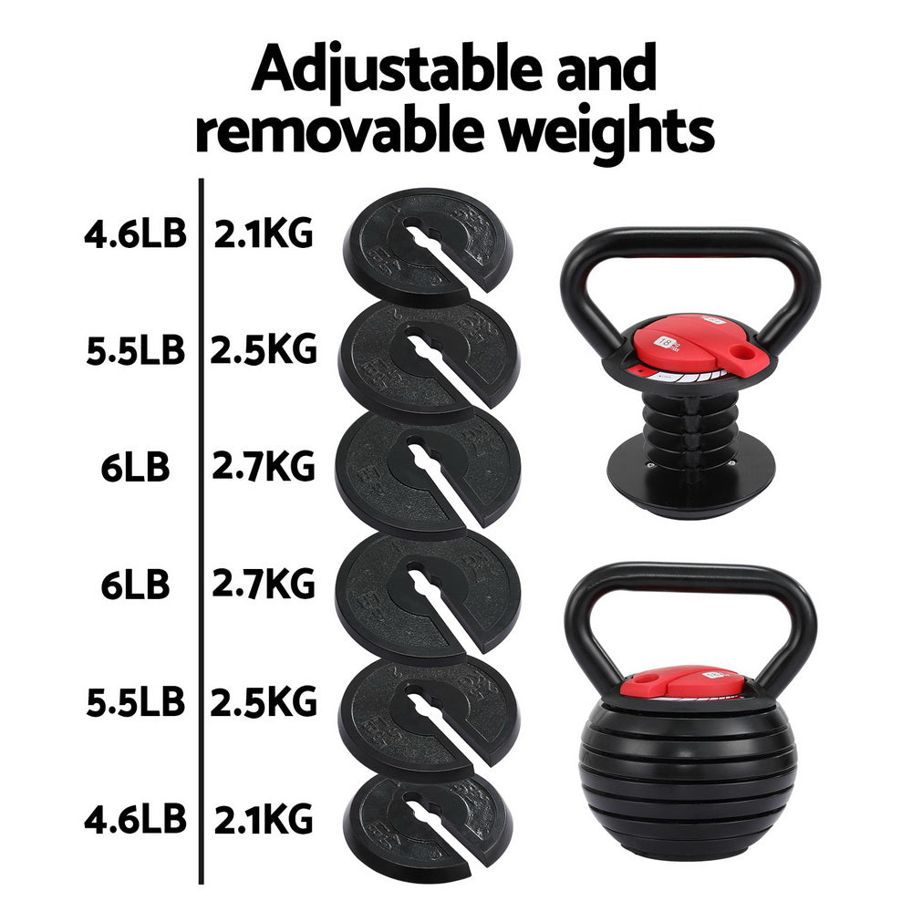 Everfit 18kg Adjustable Kettlebell Set Portable Kettle Bell Weight Dumbbells 10lbs 40lbs-2