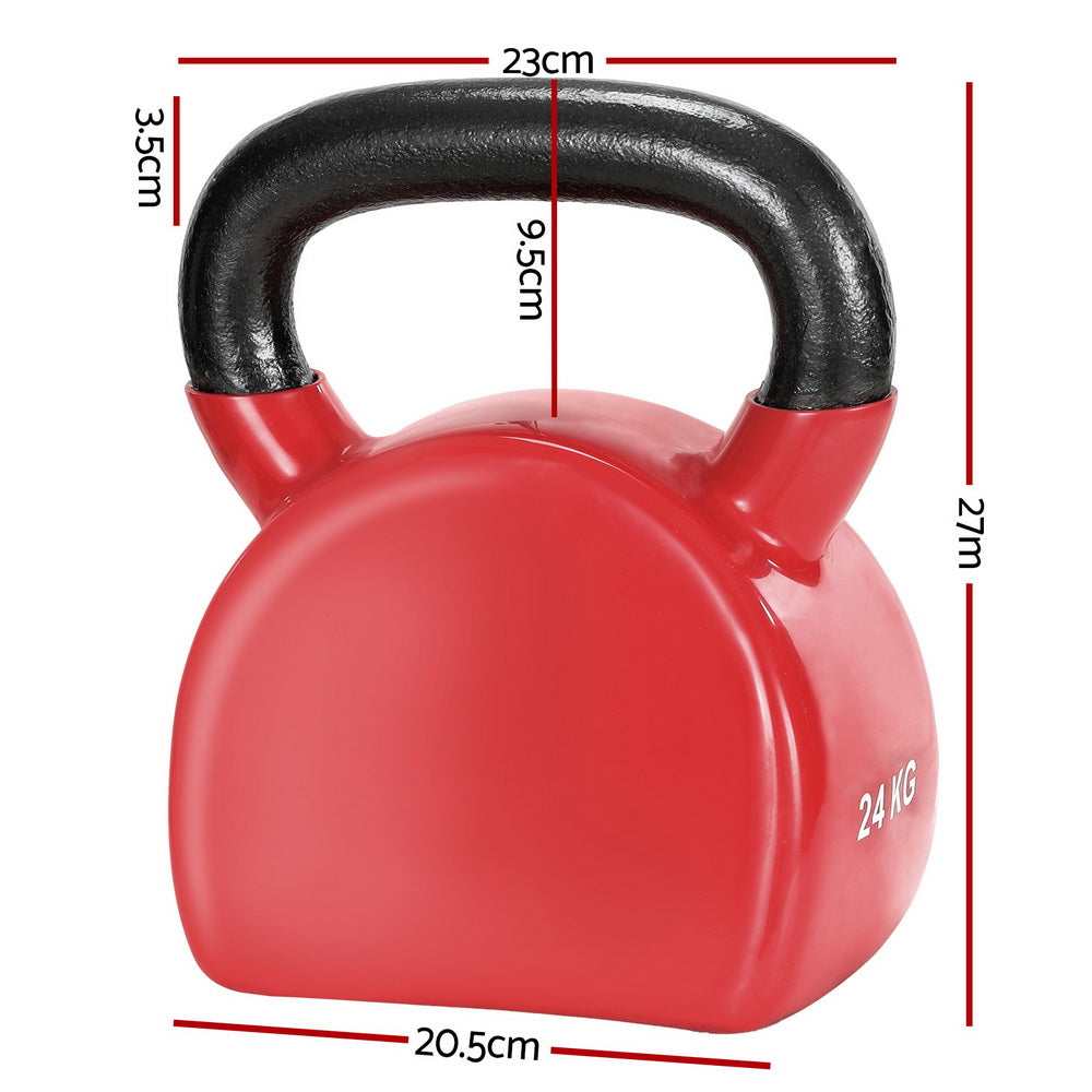 Everfit 24kg Kettlebell Set Weightlifting Bench Dumbbells Kettle Bell Gym Home-1