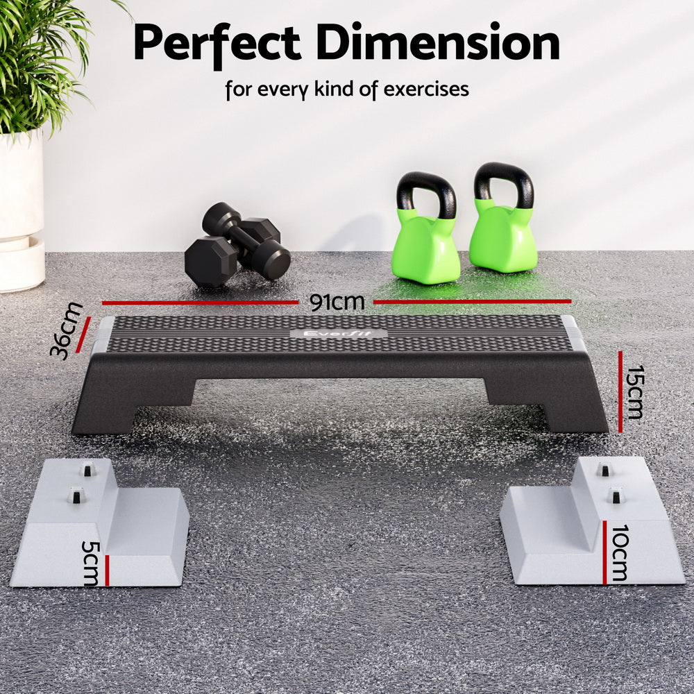Everfit 3 Level Aerobic Step Adjustable Stepper for Home Workouts-4